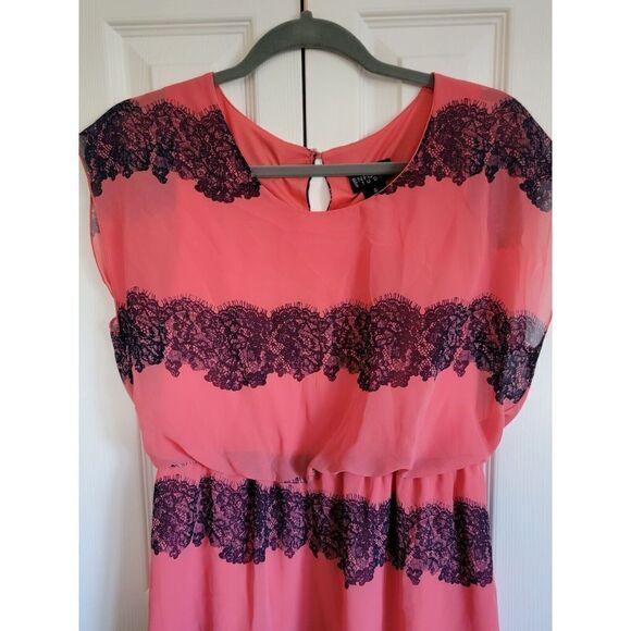 Enfocus Studio 8 Women's Dress Fit Flare Peach Lace Design Scoop Neck Size 8 - Picture 3 of 6